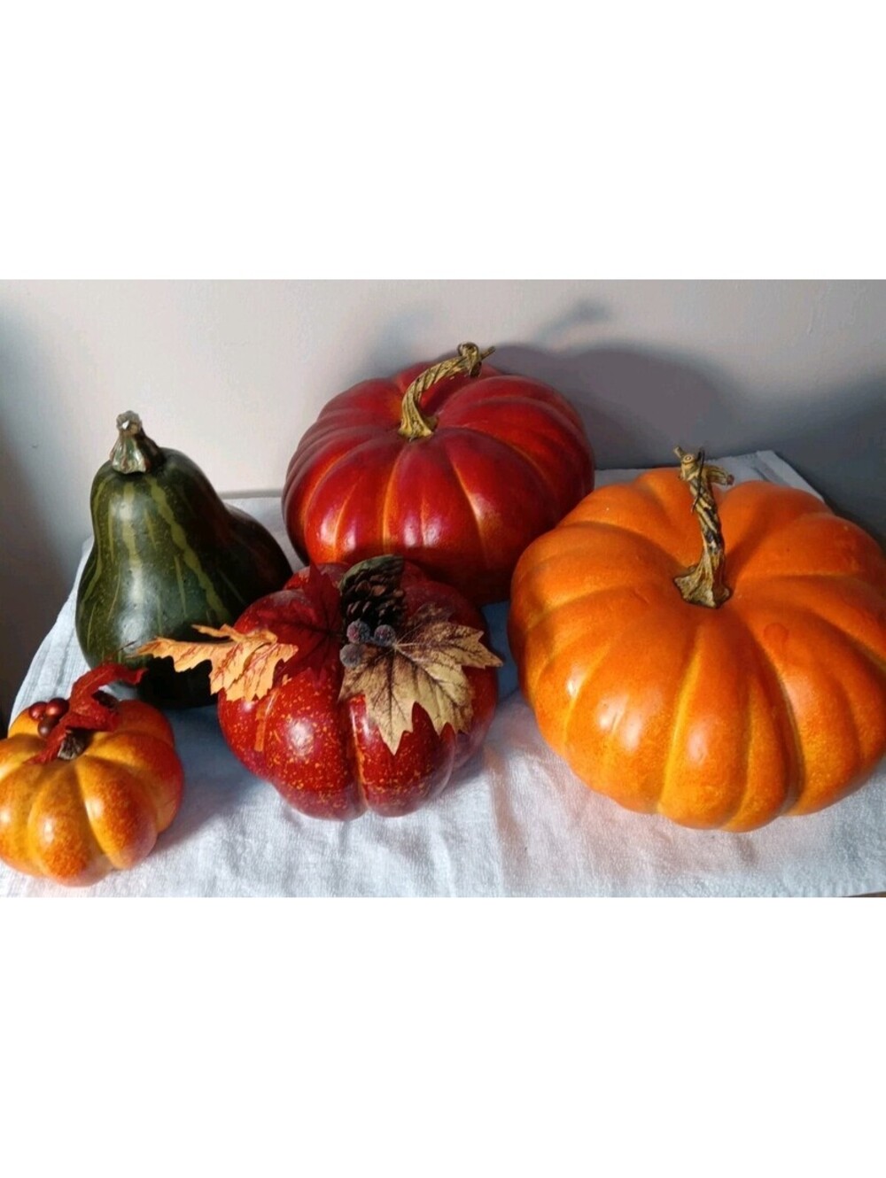 5pc Faux Autumn Pumpkin Gourd Set Fall Thanksgiving Tabletop Decor Centerpiece